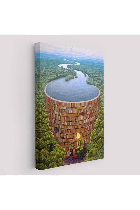 Gerçeküstü Bir Kütüphane Kanvas Tablo, Çalışma Odası Hediyesi, Kütüphane Posteri-5209