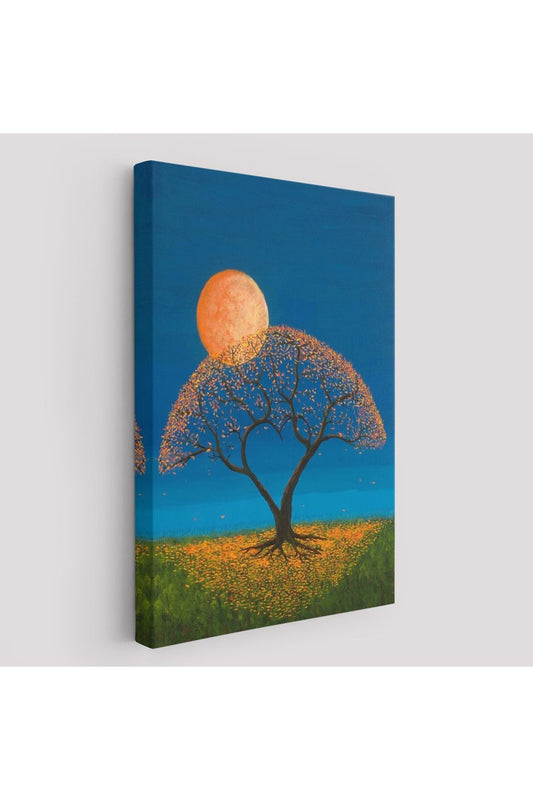 Gece Ay Işığındaki Aşk Ağacı Dekoratif Duvar Tablosu-6197