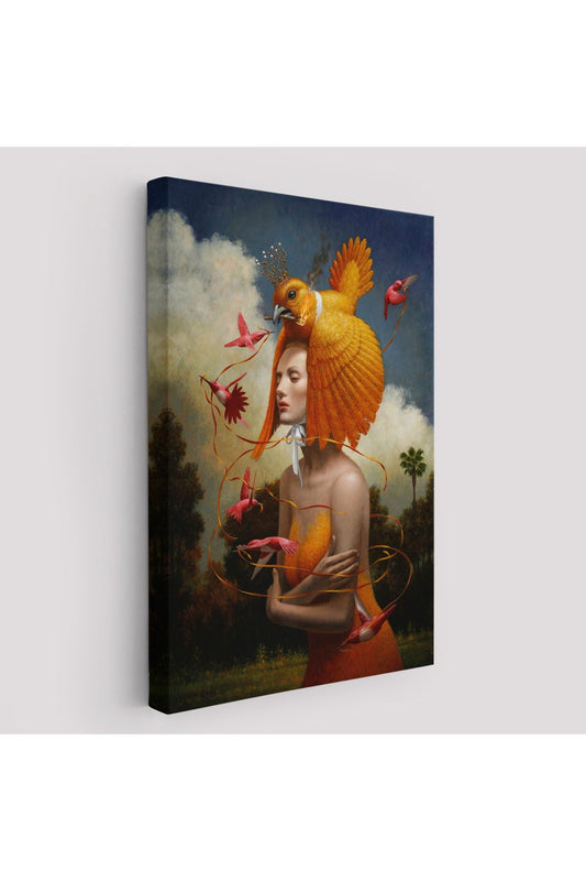 Gerçeküstü Yağlıboya Kadın Kuş Steven Kenny Kanvas Tablo-5225