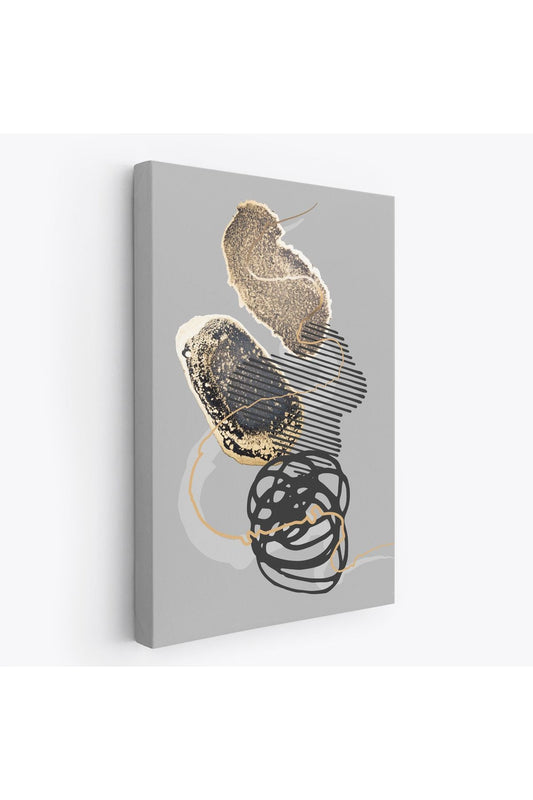 Geometrik Formda Mürekkep ve Alkol Elementli Kanvas Tablo-5180