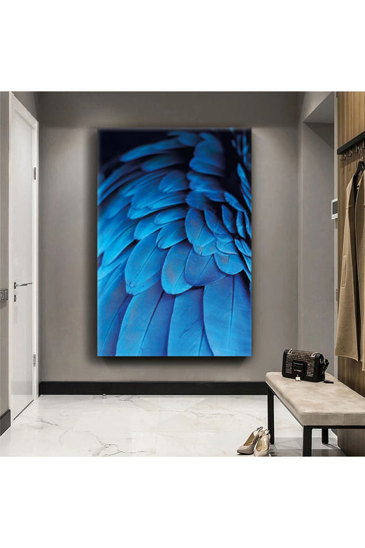 Mavi Kuş Tüyü Kanvas Tablo
