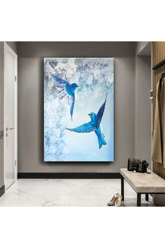 Mavi Kırlangıç Kuşları Kanvas Tablo