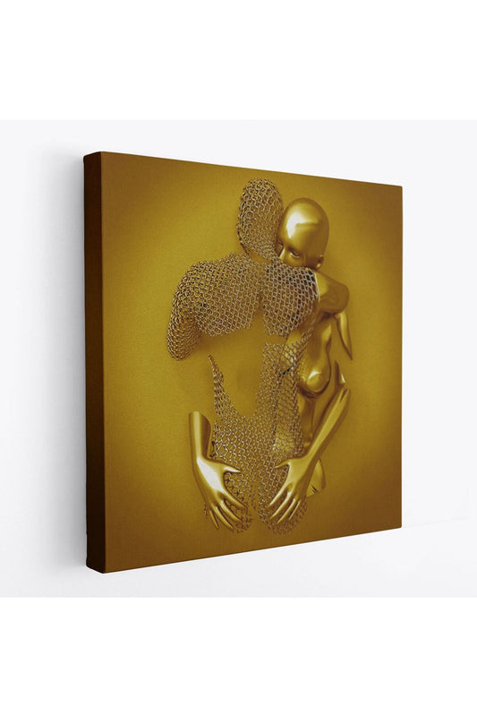 Metalik 3D Efektli Altın İnsan Kanvas Tablo, Modern Duvar Dekoru-5368