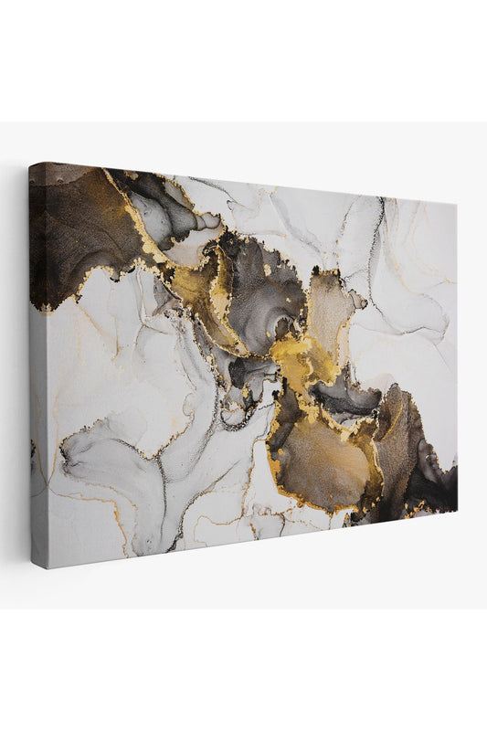 Mermer Desenli ve Altun Tozu Detaylı Soyut Modern Kanvas Tablo-5055
