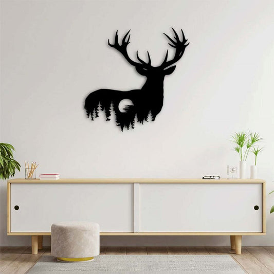 Geyik Silüeti Metal Duvar Dekoru
