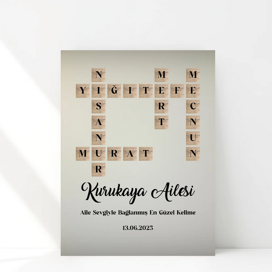 Scrabble Aile Kanvas Tablo (Kişiye Özel)