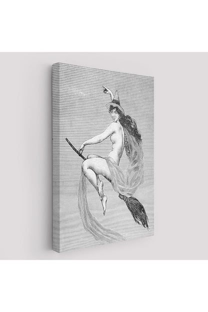 HG Süpürgedeki Cadı, Gotik Sanat Çıplak Cadı Duvar Tablosu-5190