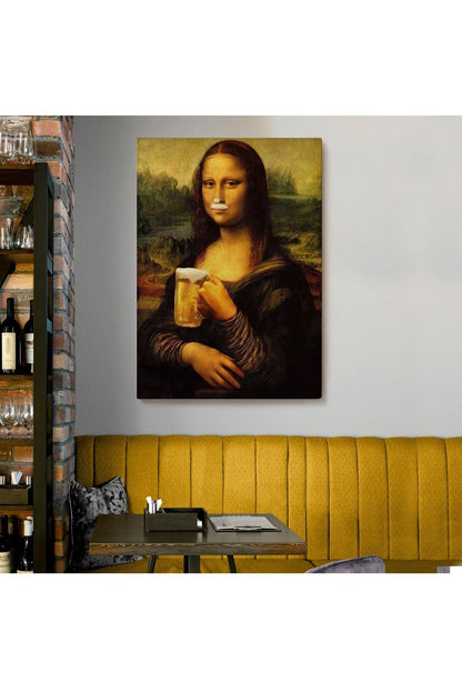 Bira İçme Mona Lisa Kanvas Tablo, Olağandışı Mona Lisa Kanvas Tablo-5219