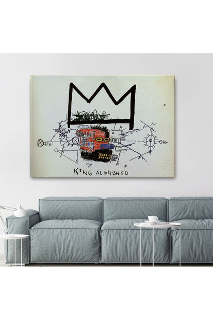 Jean Michel Basquiat'in Kral Alphonso İsimli Eseri Kanvas Tablo-5015