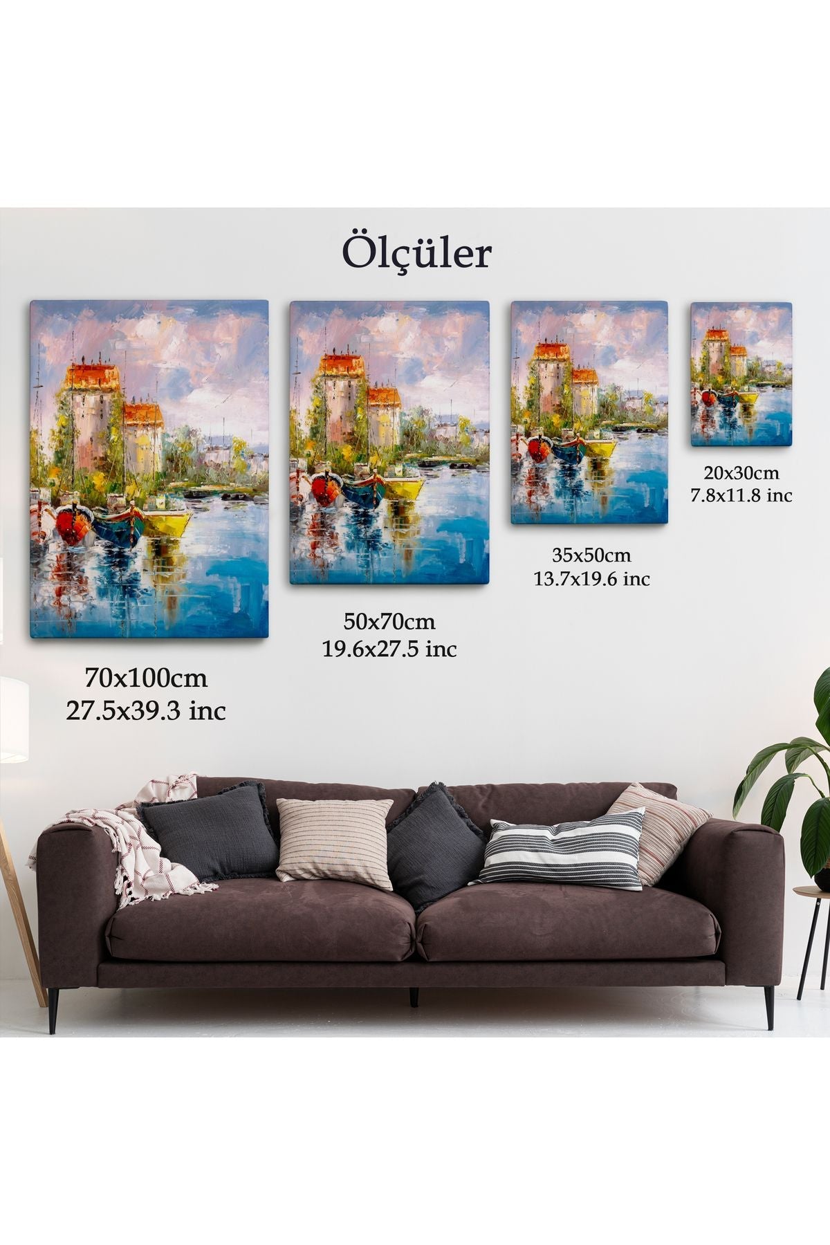 Liman Manzarası Yağlıboya Görünüm Dekoratif Kanvas Duvar Tablosu-5931