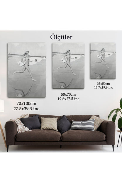 Çıplak Sörfçü Kadın Kanvas Tablo-5240