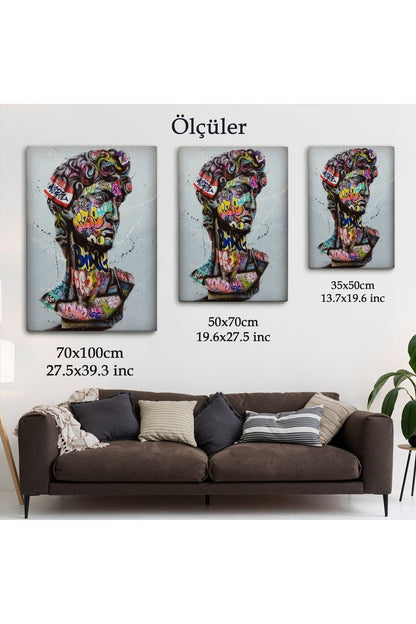 Banksy Antik Kafa Çizimi Renkli Poster, Michelangelo Sokak Sanatı Kanvas Tablo-5318