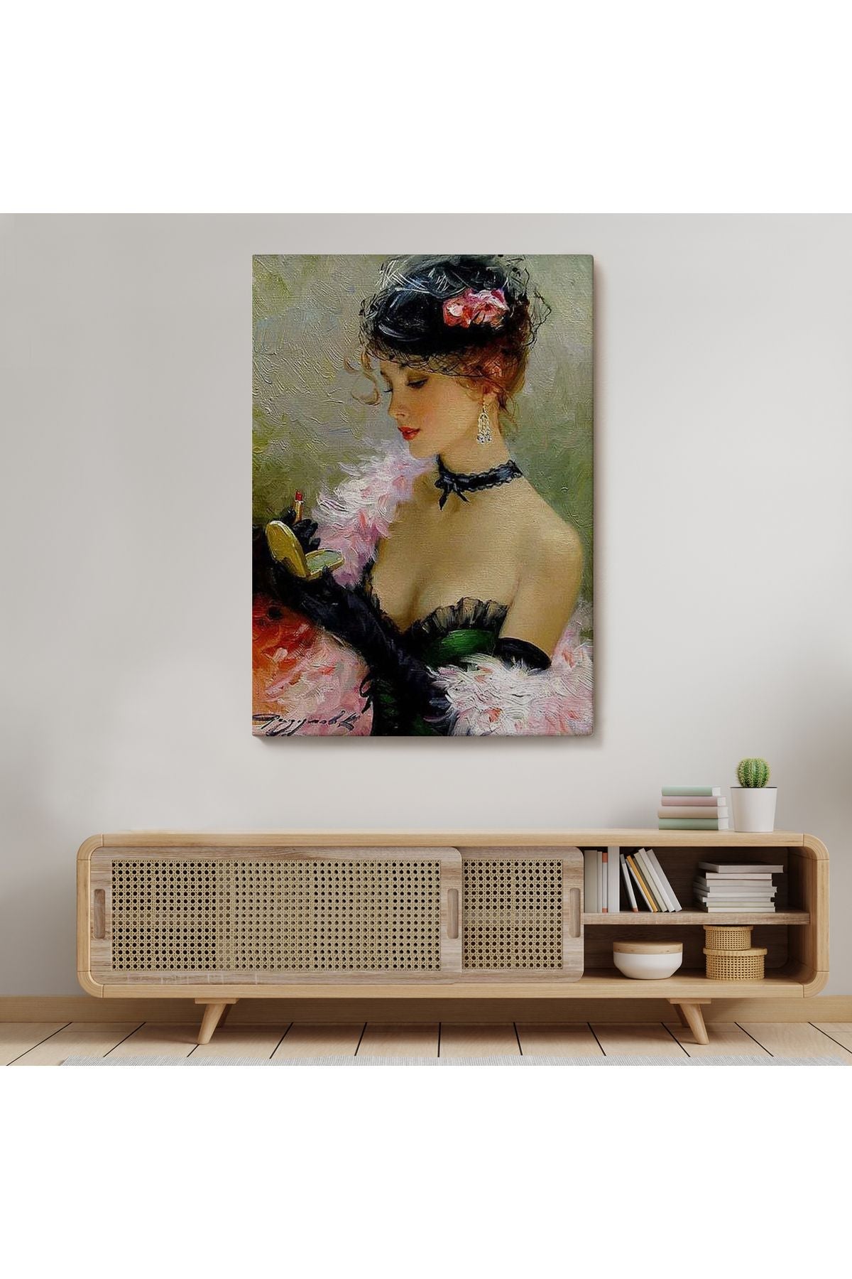 Makyaj Yapan Güzel Kadın Dekoratif Duvar Tablosu -6187