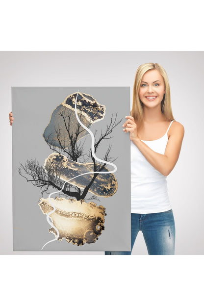 Geometrik Formda Soyut Desenler Dekoratif Kanvas Tablo-5181