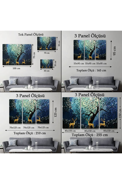 Modern Soyut Tarzda Altın Geyikler Dekoratif Tablo-3687