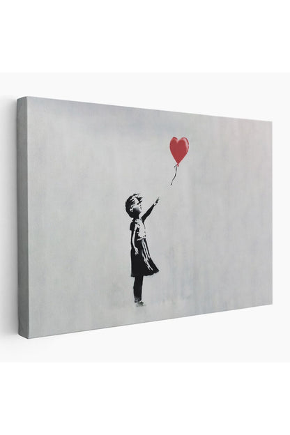 HG Banksy Kırmızı Balonu Uçup Giden Kız Kanvas Tablosu-5059