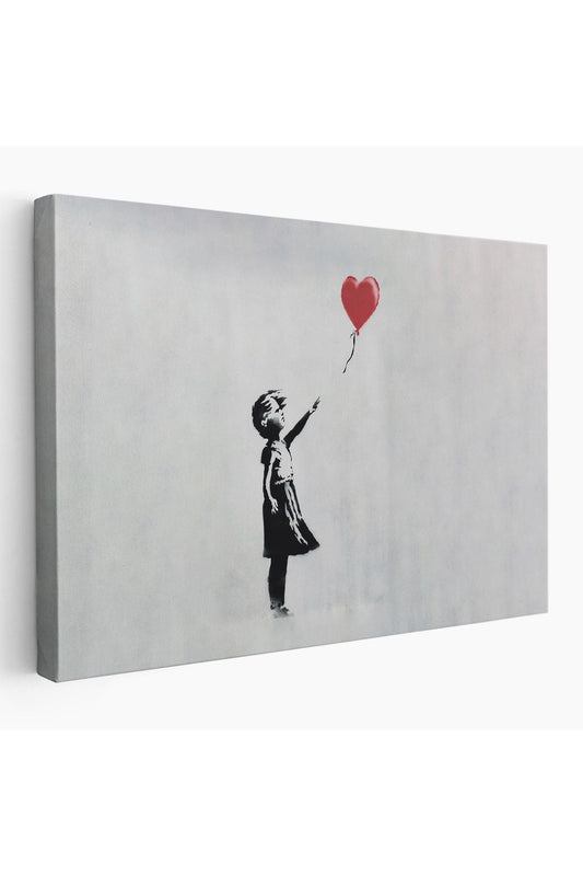 HG Banksy Kırmızı Balonu Uçup Giden Kız Kanvas Tablosu-5059