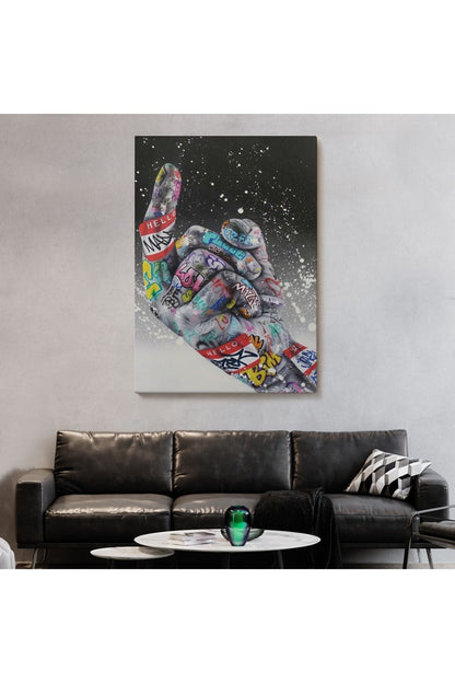 Graffiti Orta Parmak İzi Graffiti, Küfürlü El Hareketi, Hip Hop anvas Tablo-5314