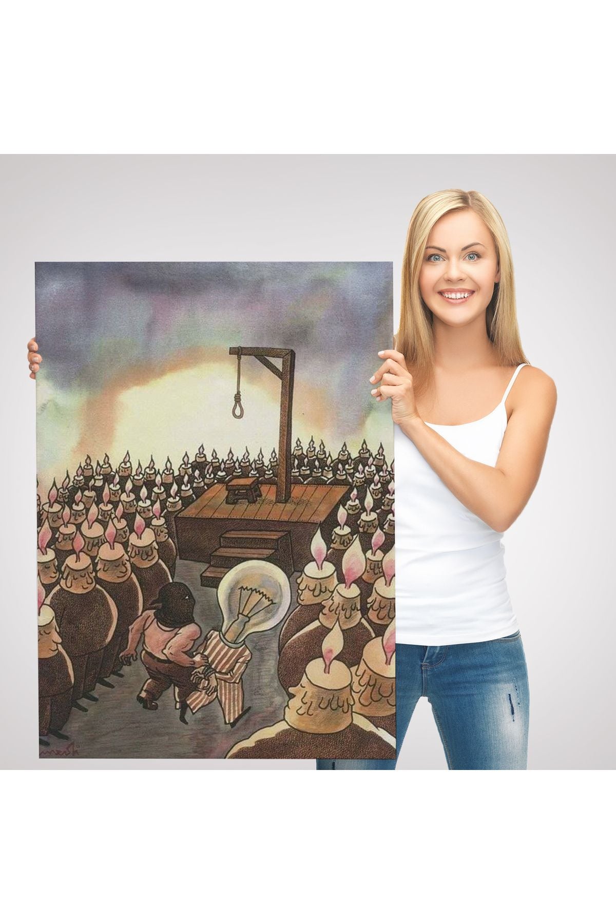 HG Kafası Farklı Çalışanın Kafası Gider Sürreal Tablo-6041