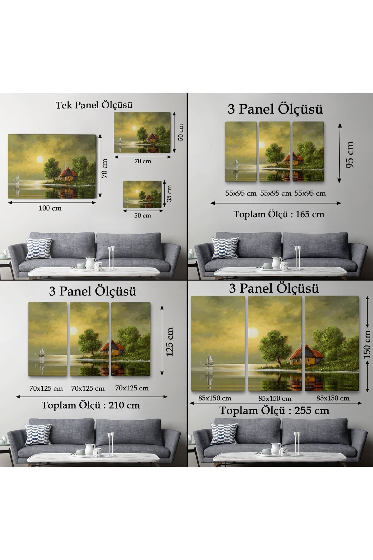 Göl Kenarındaki Köy Evi Yağlıboya Görünüm Dekoratif Kanvas Duvar Tablosu-3592