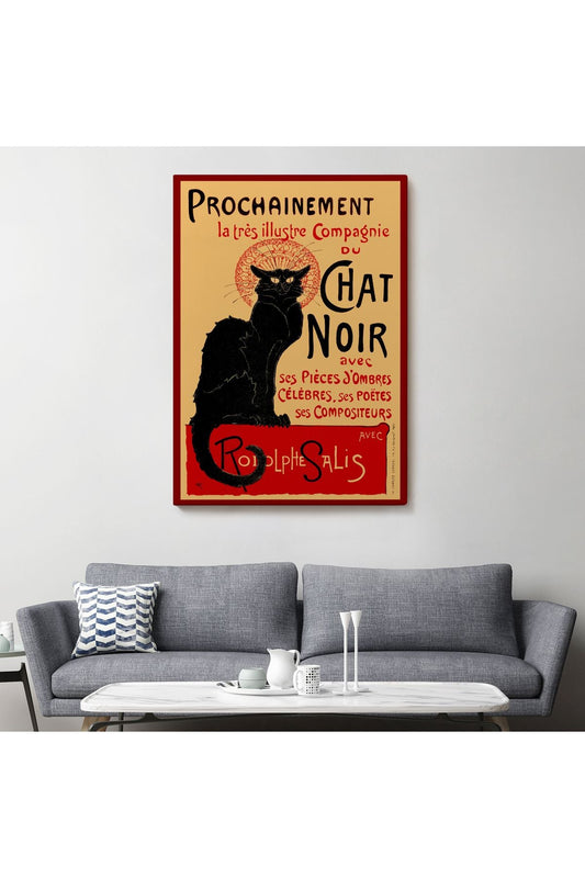 Özel Tasarım, Dekortif  BaskıSiyah Kedi Tablosu - Le Chat Noir Theophile Steinlen-6431