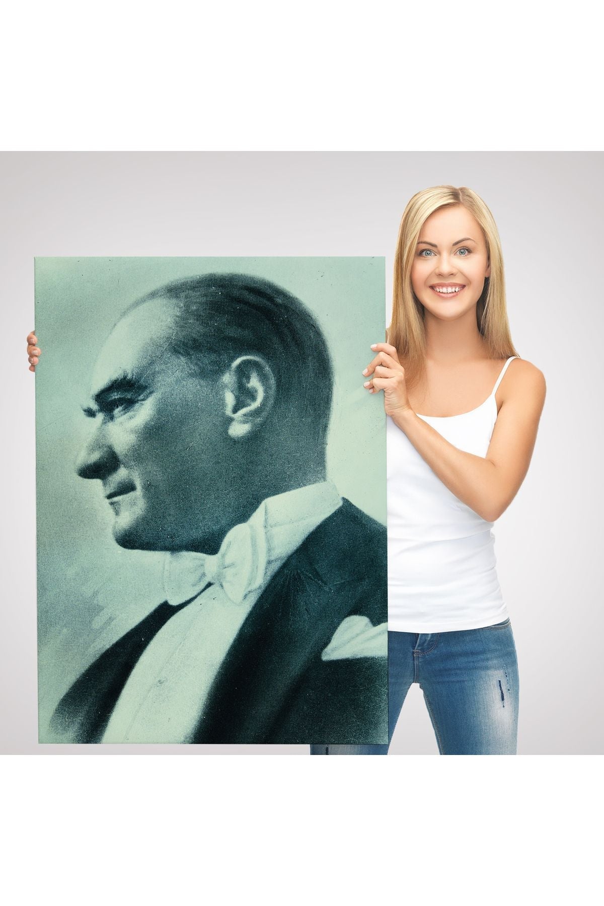 Atatürk Portre Tablosu Mustafa Kemal Atatürk Dikdörtgen Dekoratif Kanvas Tablo-CN-63
