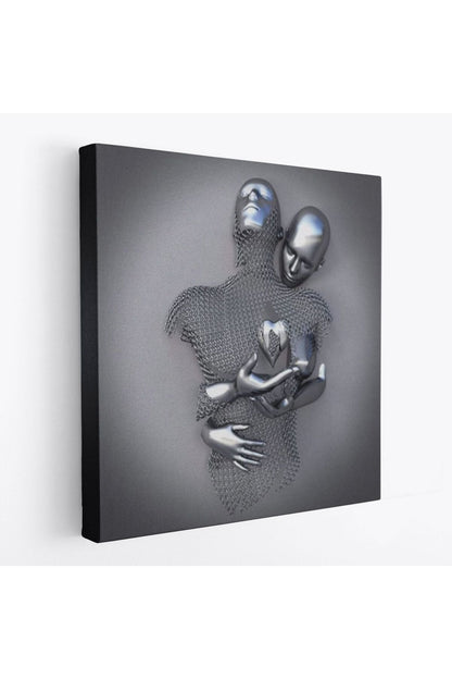 Modern Duvar Dekoru, Romantik Beden, Aşk Sanatı, 3D Efektli Gümüş Kanvas Tablo-5358