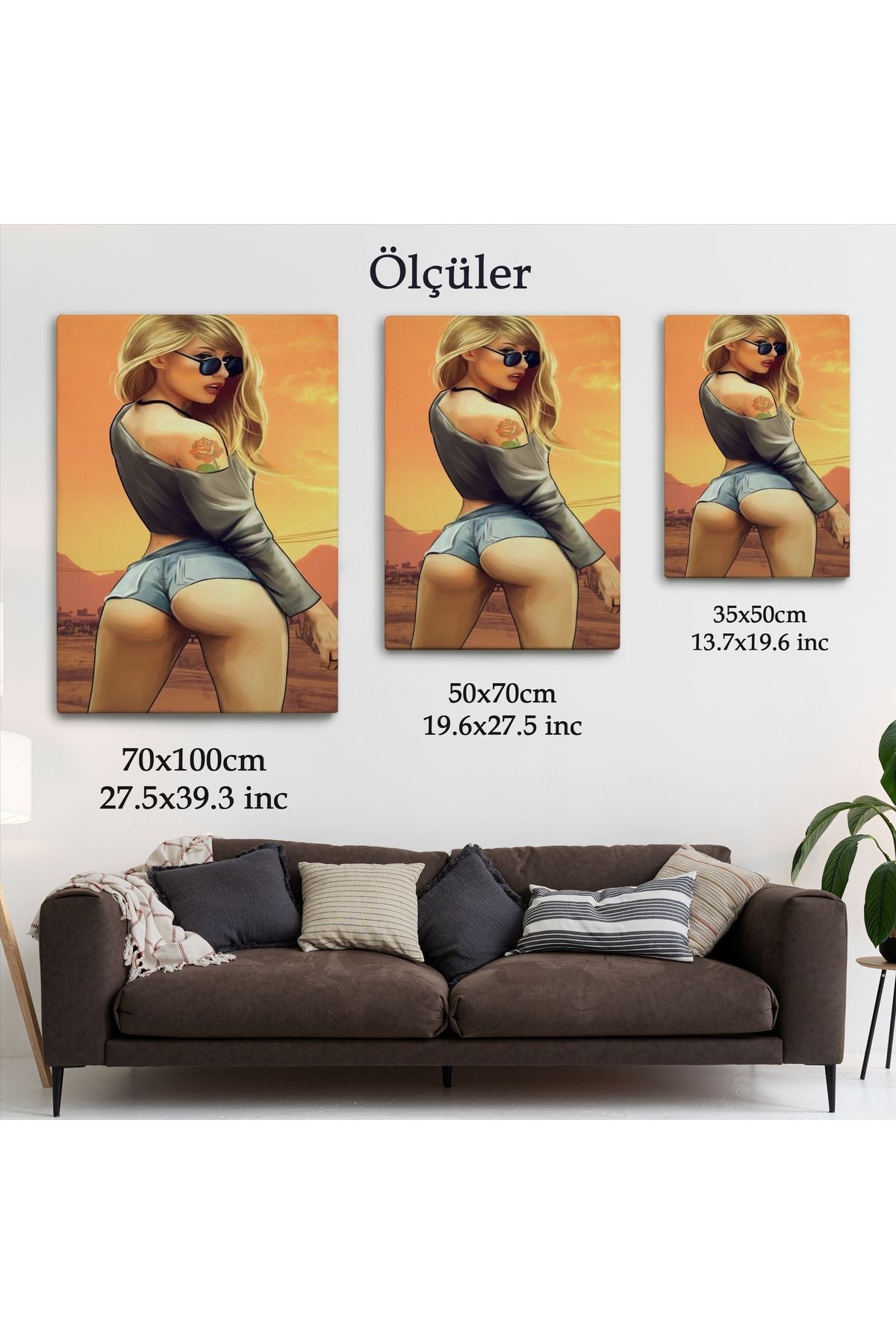 Sarışın Sexi Kadın Duvar Tablosu-6306