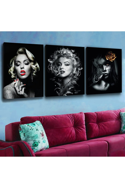 3'Lü Kanvas Marilyn Monroe Güzellik Tablosu