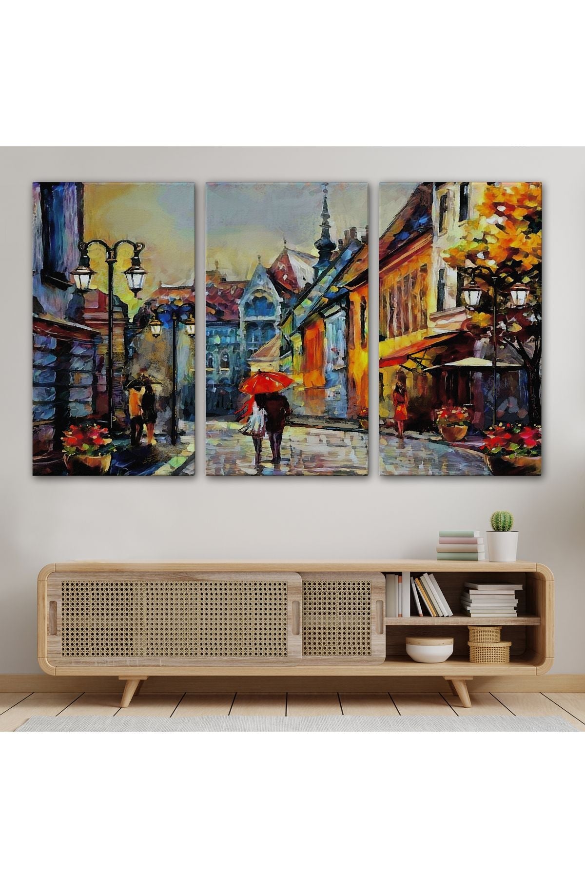 Macaristan Budapeşte Sokak Manzarası Yağlıboya Görünüm Tablo-3547