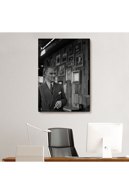 Atatürk Portre Tablosu Mustafa Kemal Atatürk Dikdörtgen Dekoratif Kanvas Tablo-FK-135