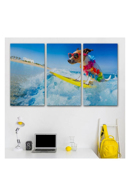Kanvas Tablo, Duvar Dekoru, Su Kayağı Yapan Köpek, Hayvan Temalı 1155 BUNGKNV