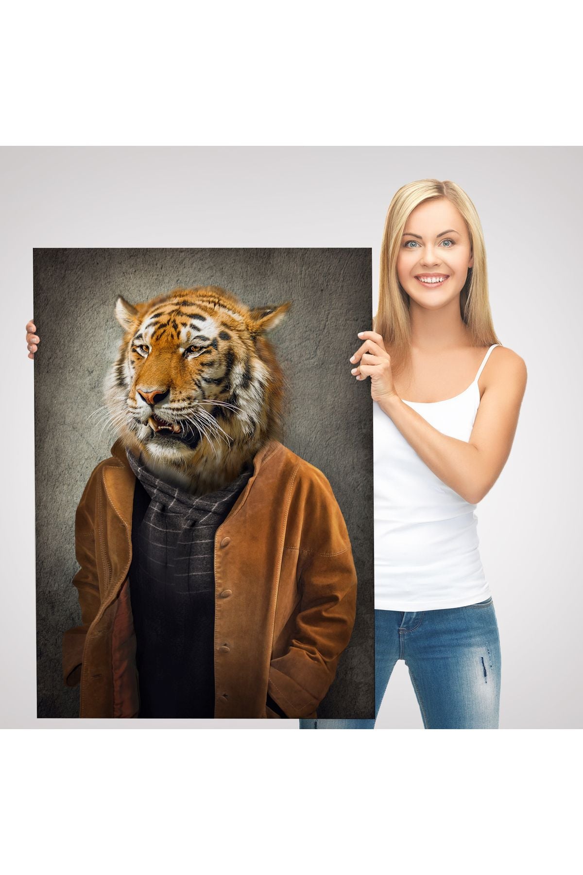 Kaplan Adam Dekoratif Kanvas Duvar Tablosu-5938