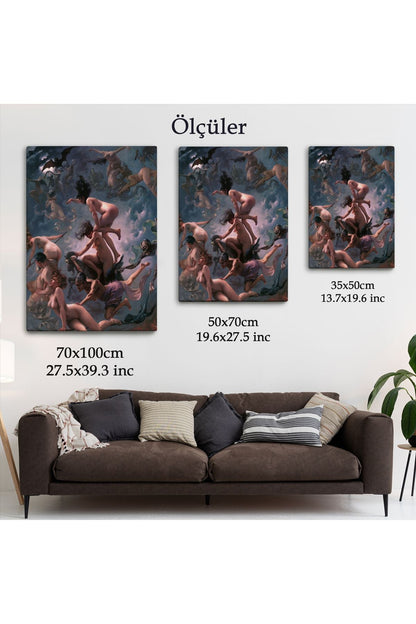 Şabat'a Giden Cadılar, Luis Ricardo Falero Vision de Faust 1878 Vintage Kanvas Tablo-5285