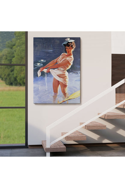 Göldeki İslanmış Sexi Kadın Duvar Tablosu-6455