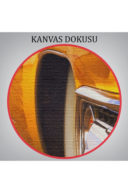 Sarı Klasik Araba Tablosu-6612