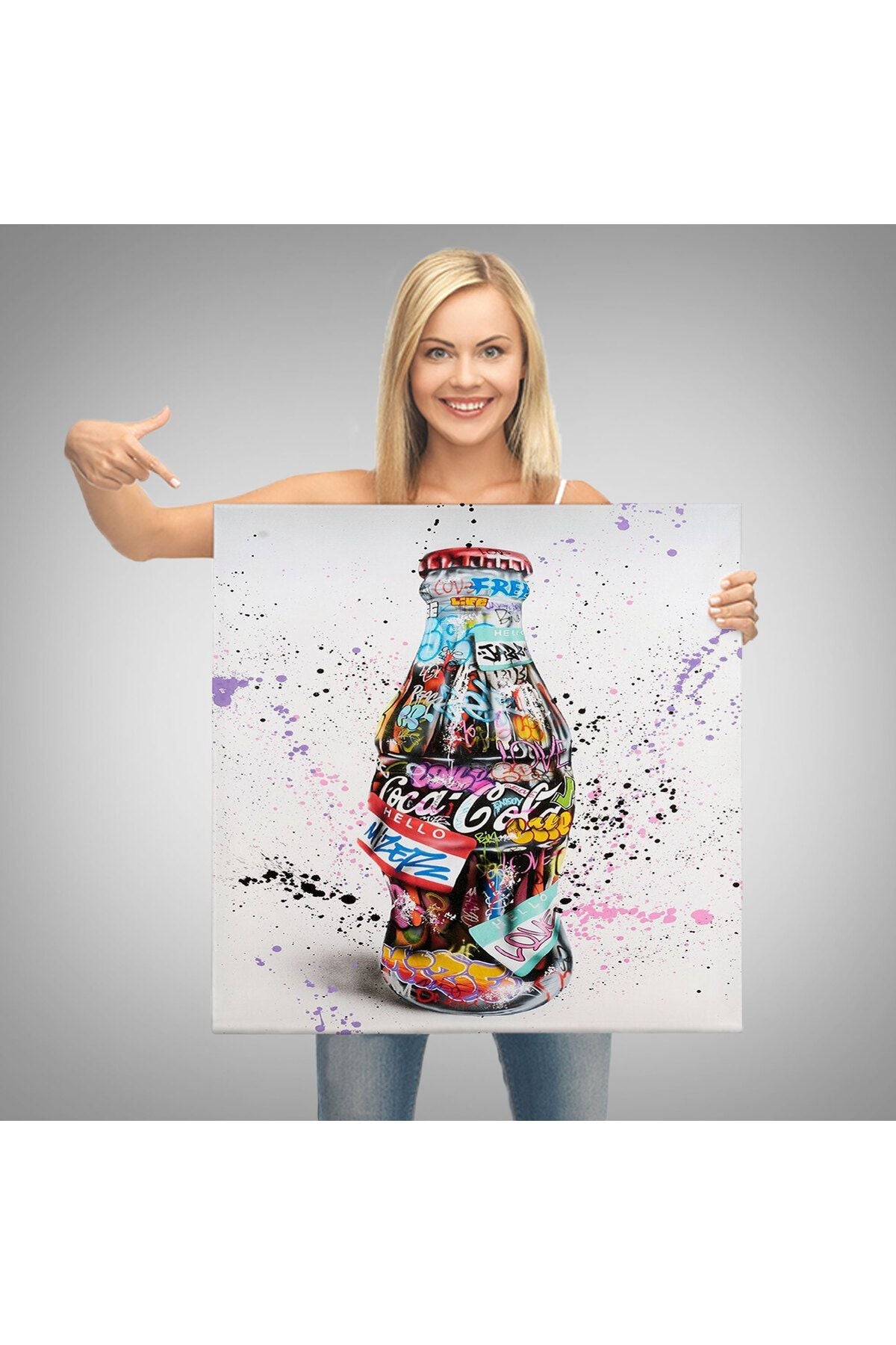 Kola Graffiti Kanvas Duvar Tablosu, Banksy Tarzı Sokak Graffiti Posteri-5346