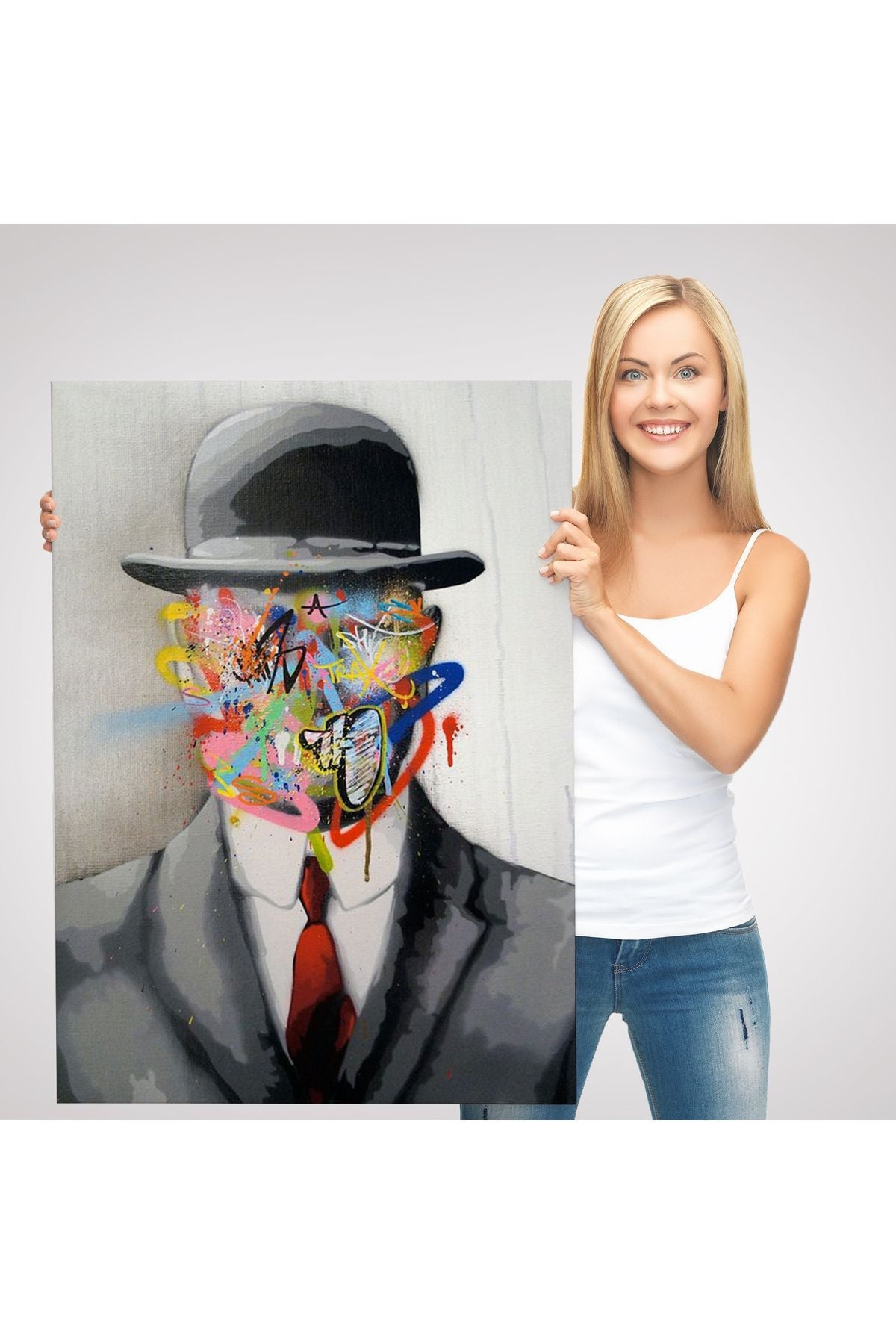 Rene Magritte Ünlü Resim “İnsanın Oğlu” Graffiti Pop Art Tablosu-6316