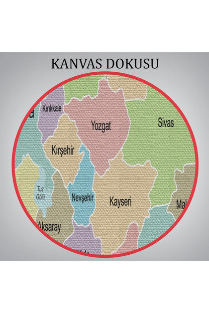 YB Türkiye Haritası Kanvas Tablo Eğitici ve Öretici Dekoratif Tablo Tablo 3128