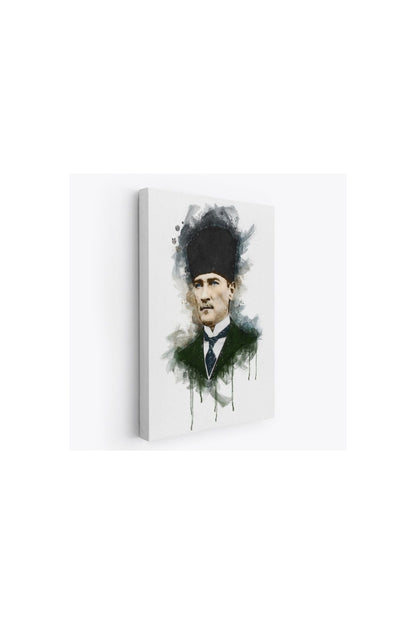 Mustafa Kemal Atatürk'ün Suluboya Görünümlü Portresi Dekoratif Kanvas Tablo-da-78