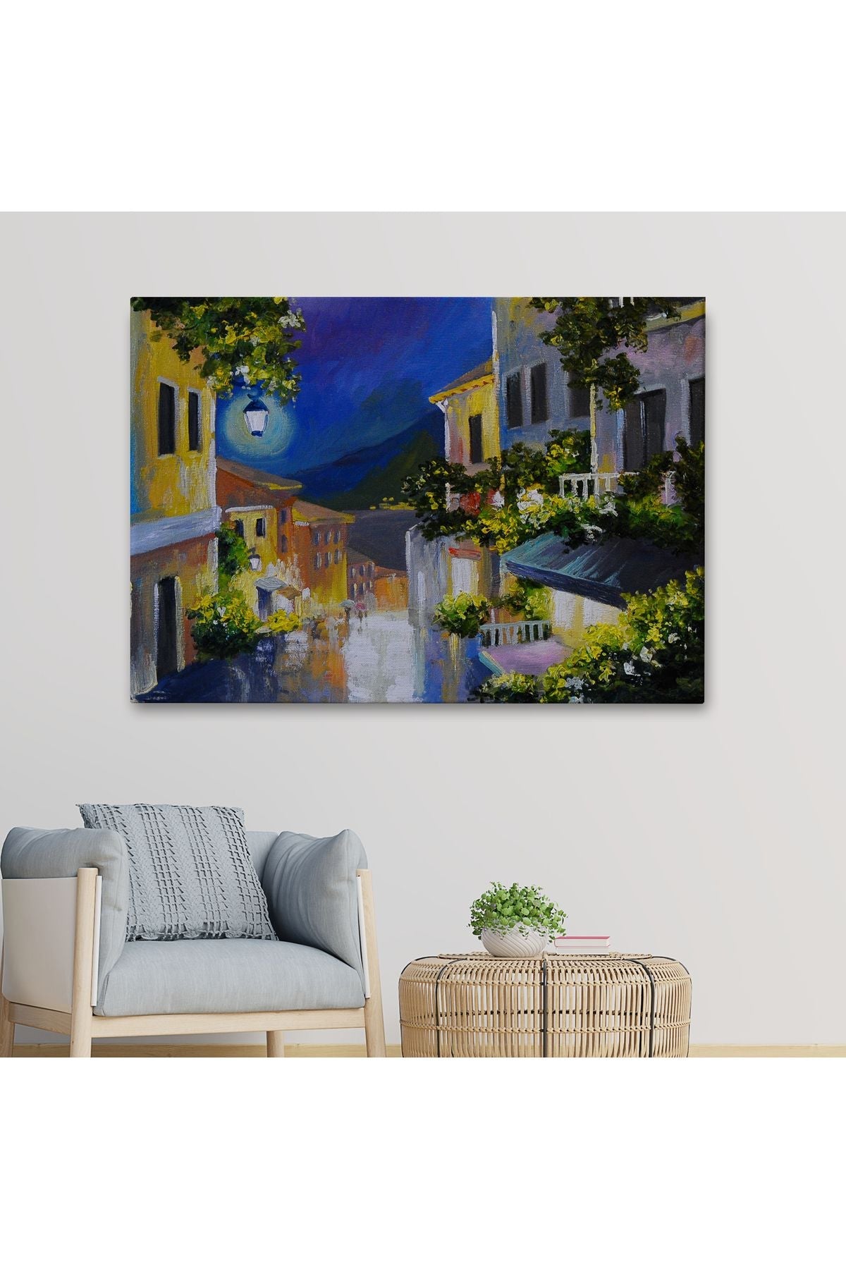 Fenerli Deniz Manzaralı Sokak, Kanvas Duvar Tablosu-1189