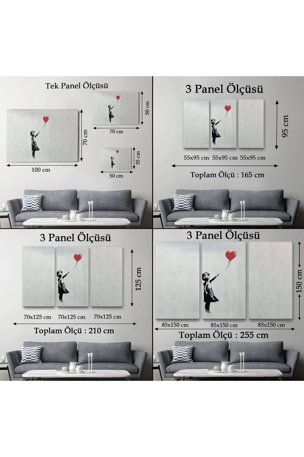 HG Banksy Kırmızı Balonu Uçup Giden Kız Kanvas Tablosu-5059