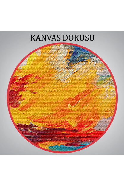 Denizde Gün Batımı Yağlıboya Görünüm Dekoratif Kanvas Duvar Tablosu-3525
