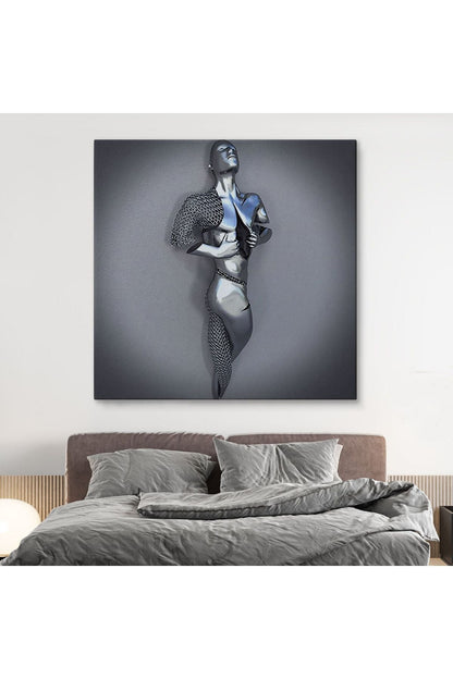 Metalik Efektli Modern Kanvas Tablo, Romantik Beden, 3D Efektli Aşk Sanatı-5364