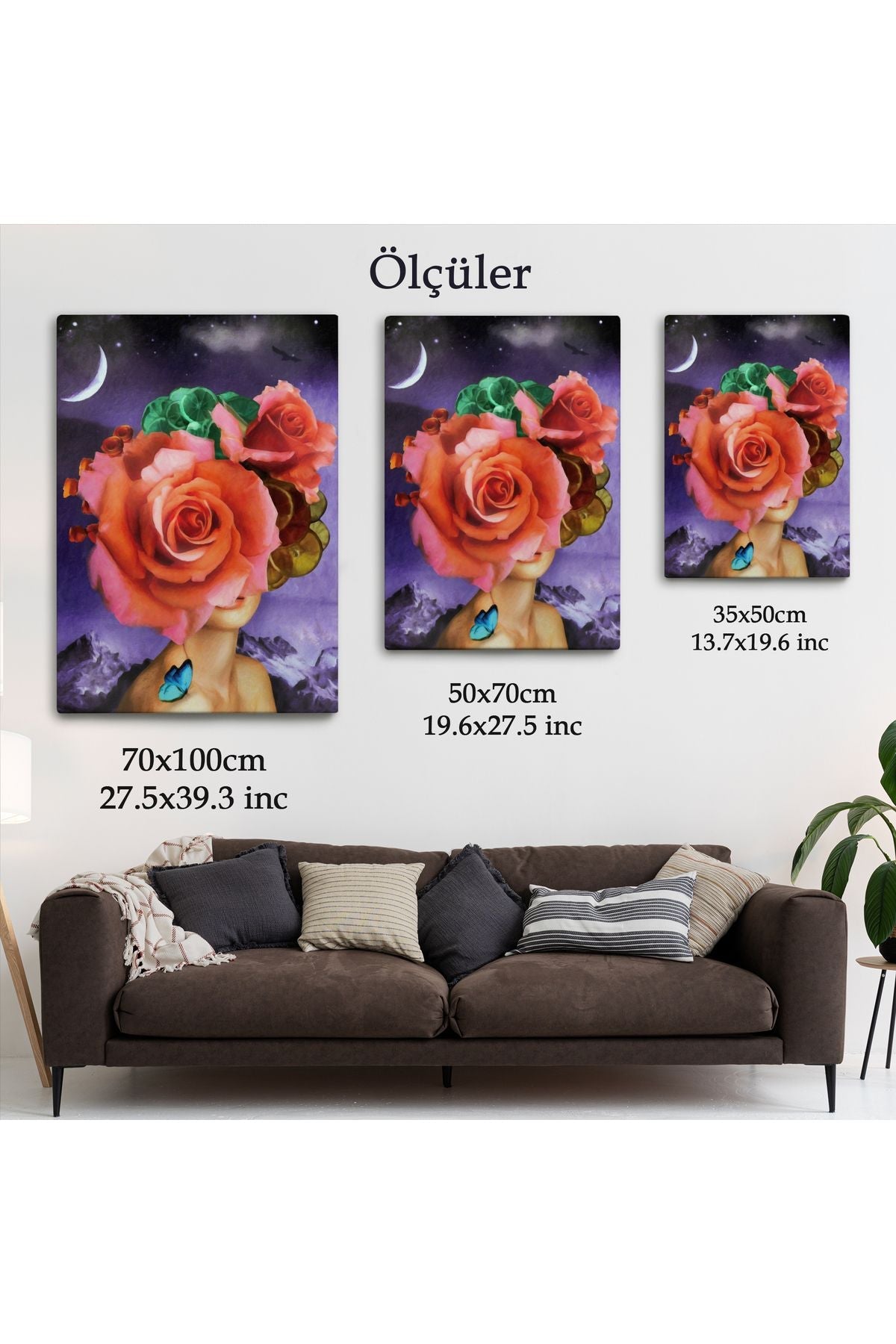 Gül Başlı Kadın Modern Sanat Tablosu-5998