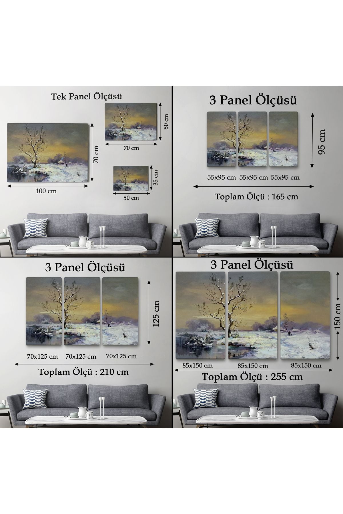 Karla Kaplı Köy Manzarası Duvar Tablosu-3661