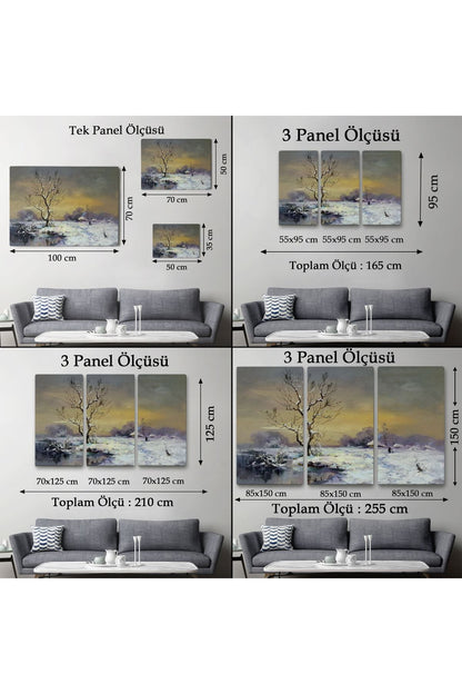 Karla Kaplı Köy Manzarası Duvar Tablosu-3661