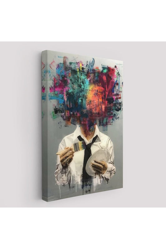 Kendi Kafasını Boyayan Adam Gerçeküstü Duvar Sanatı Kanvas Tablo-5263
