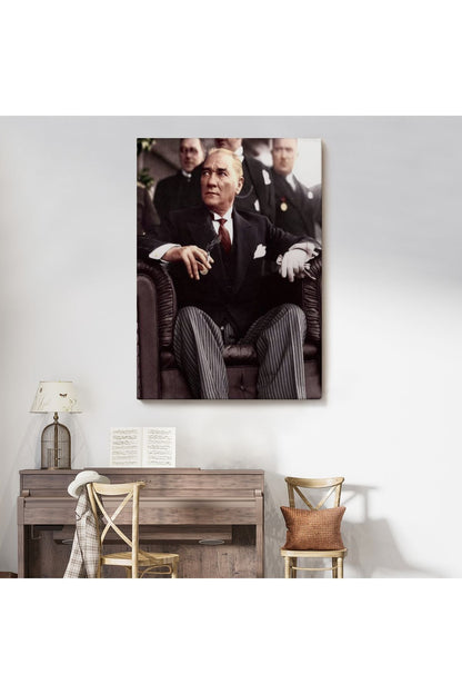 Atatürk Portre Tablosu Mustafa Kemal Atatürk Dikdörtgen Dekoratif Kanvas Tablo-CH-58