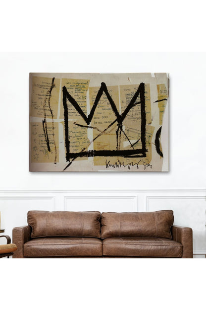 Jean Michel Basquiat Notlar ve Taç Eseri Kanvas Duvar Tablosu-5001